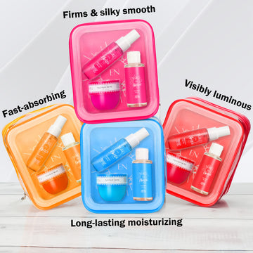Solo En lbiza Bath and Body Gift Baskets for Women 1.76fl.oz Body Butter 2.oz Bubble Bath 1.02fl.oz Bodymist Women's 3pcs Bag Set 4 Scents Long-Lasting Moisture and Fragrance Travel Set