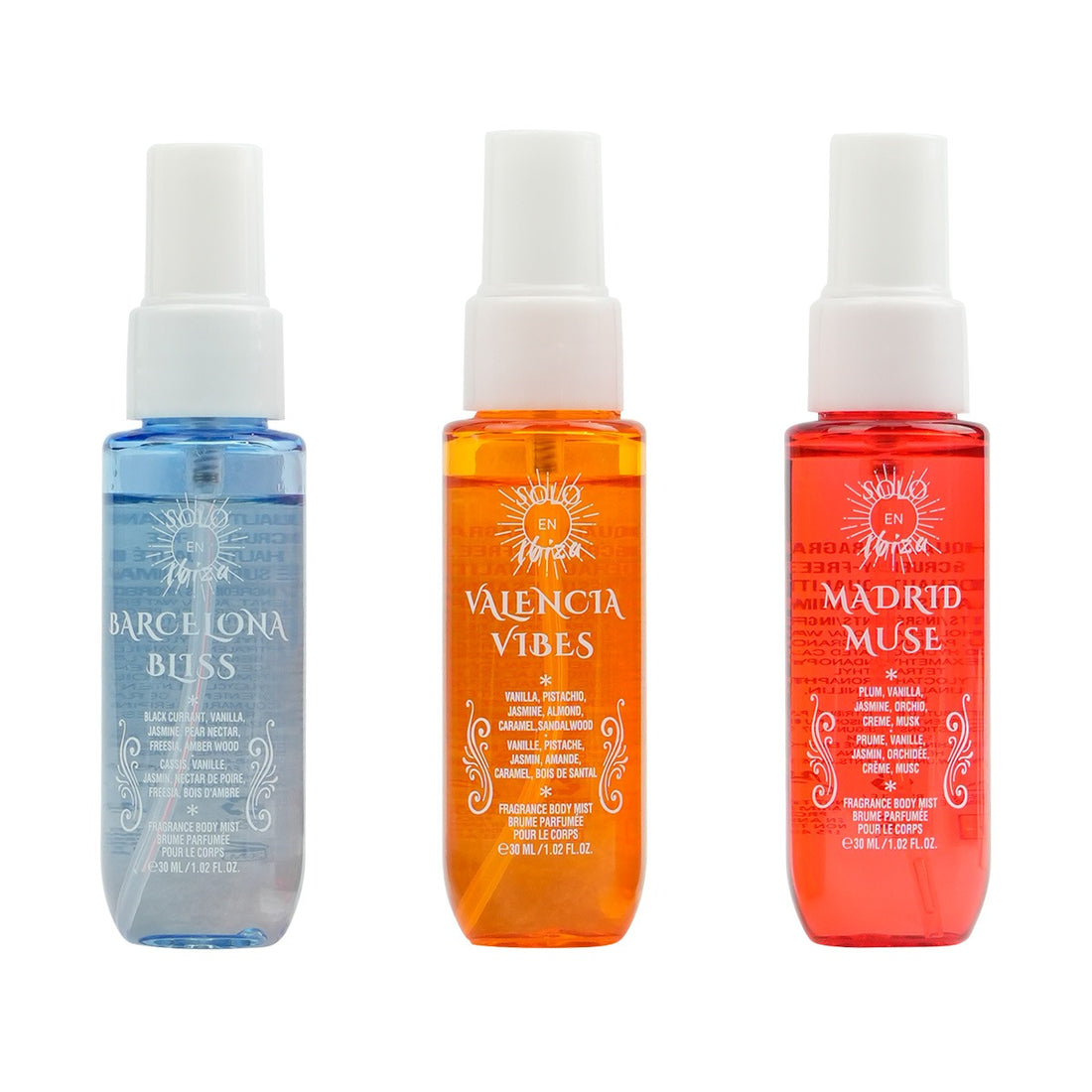 Body Mist Gift Set Barcelona Bliss, Madrid Muse, Valencia Vibes