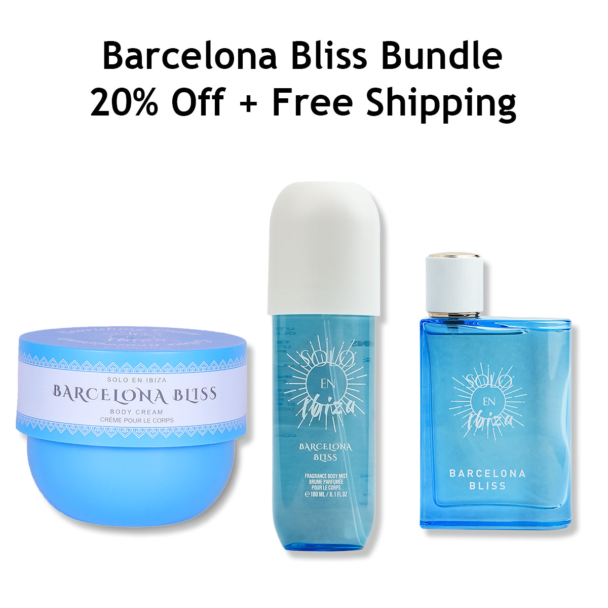 Barcelona Bliss Bundle Perfume 3.4 oz + Body Mist 6.1 oz + Body Cream 8 oz